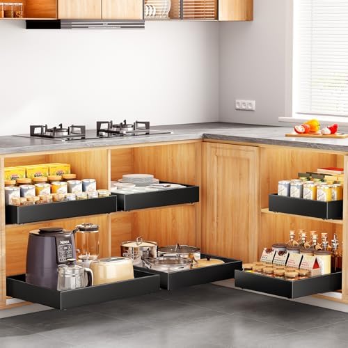 Kitstorack 2Pack Pull out Cabinet Organizer, 21" Deep, Heavy Duty Full-e...