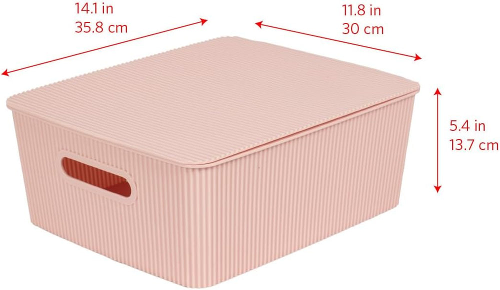 Glad Storage Baskets with Lids - Set of 4 Stackable Plastic Boxes with Handle...