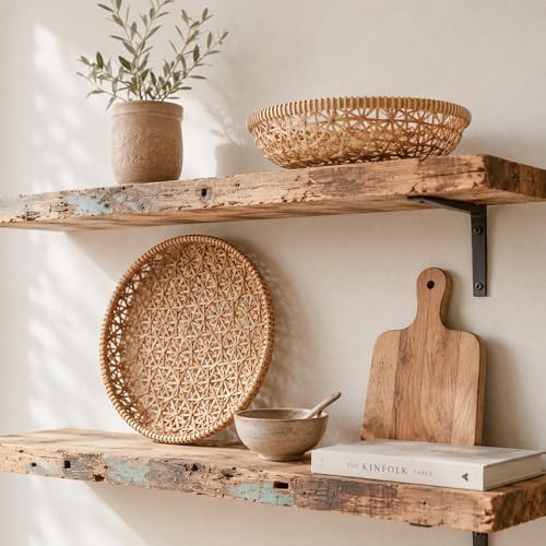 Handwoven Bamboo Basket Set of 3, Round Nesting Bread & Fruit Baskets, Na...