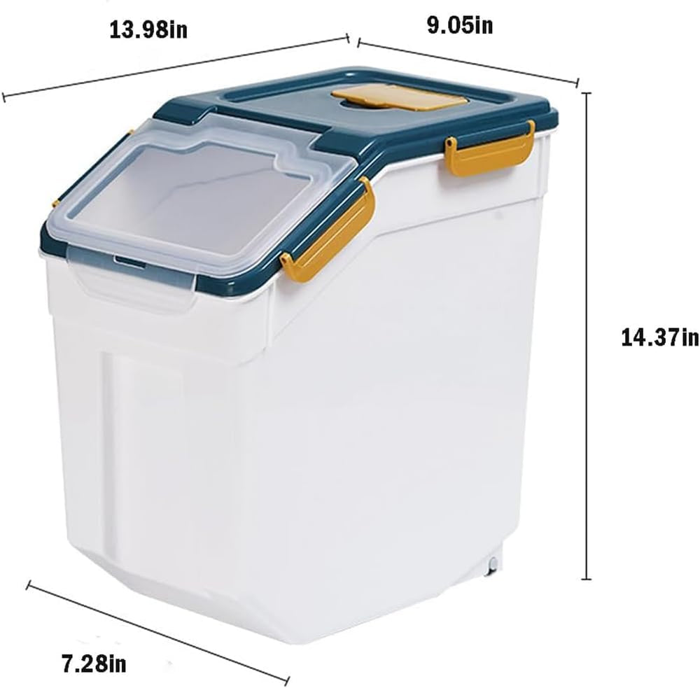 25LB Large Flour Storage Container Bin ,2 Pack Airtight Plastic with Wheels S...