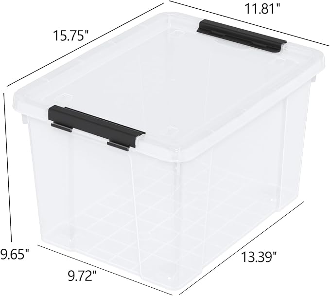 22 Qt Latching Storage Box, Stackable Bin