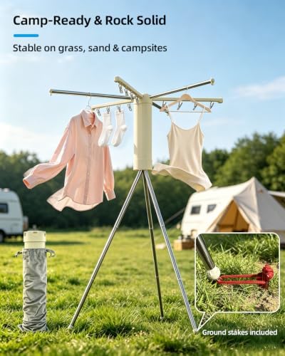 Foldable Tripod Clothes Drying Rack for Balcony, Hotel, Apartment, Bedroom