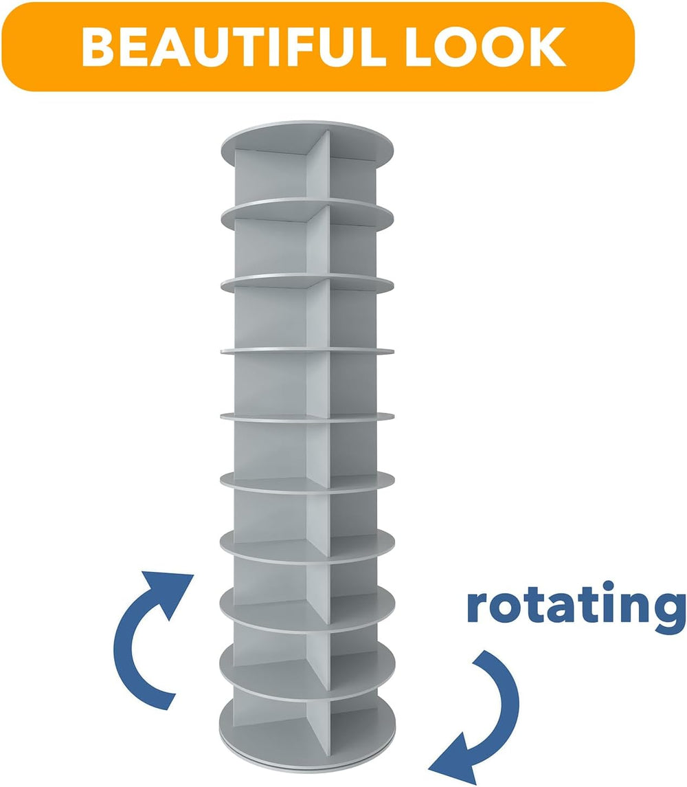 SpaceAid 9 Tier Rotating Shoe Rack Tower, Spinning Shoe Display Lazy Susan, R...