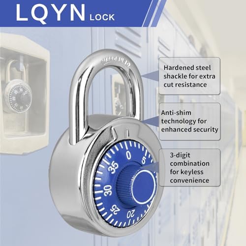 Combination Lock, LQYN Dial Combination Padlock, Pack of 12; Blue