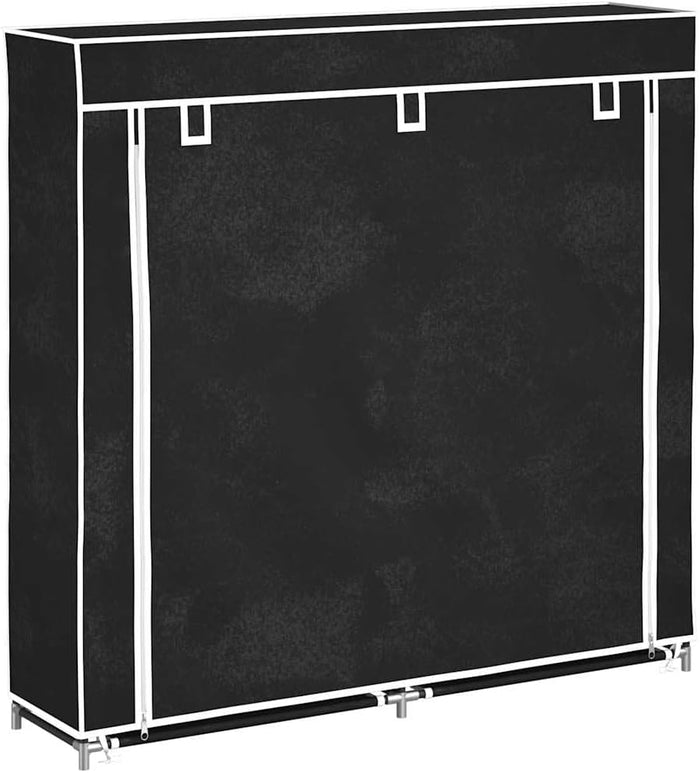 vidaXL Fabric Shoe Cabinet with Cover 45" x 11" x 43" Black