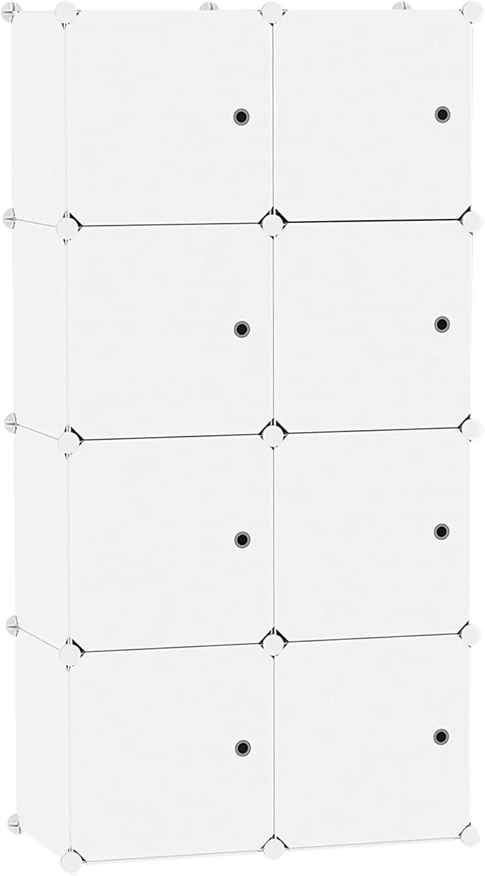 C&AHOME 8-Cube Storage Organizer with Door Cube Shelf Closet Cabinet Milky