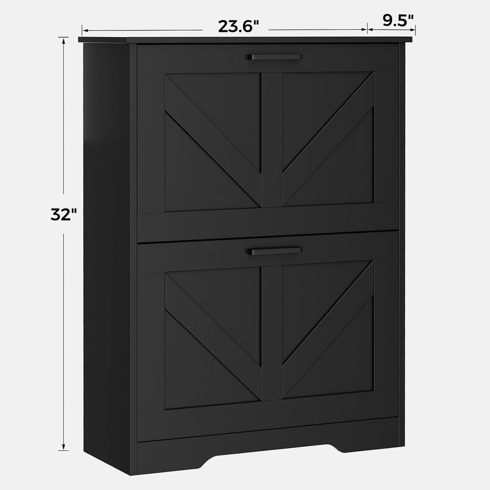 Homleke Farmhouse Shoe Cabinet for Entryway, 2 Barn-Style Flip Drawers