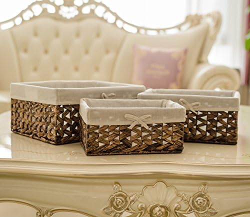 KINGWILLOW Wicker Basket Set of 3 with Removable Liner