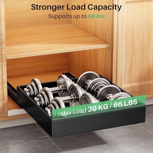 2Pack Pull out Cabinet Organizer, 21"Deep, Heavy Duty Full-extension Sli...