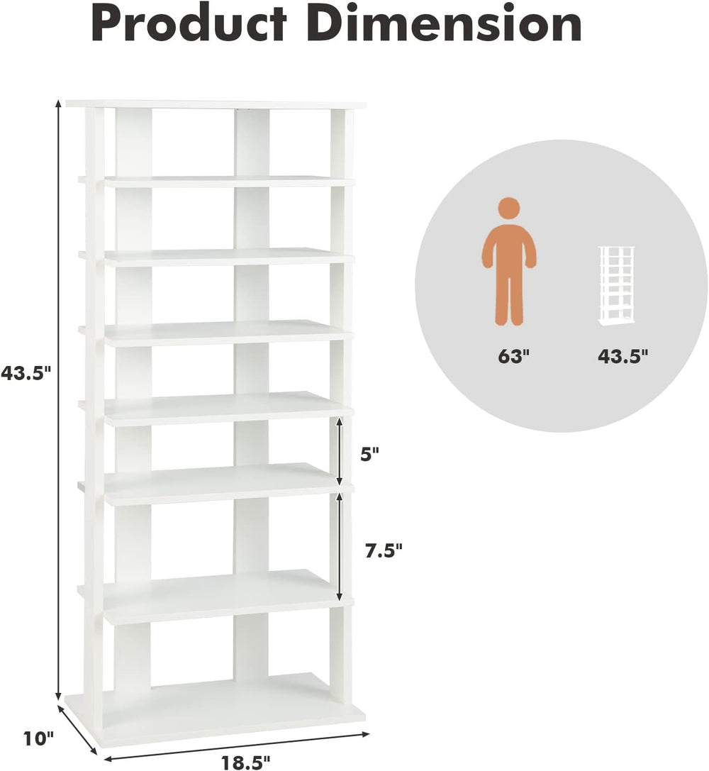 COSTWAY 7 Tiers Shoe Rack, Patented Shoe Organizer (White)