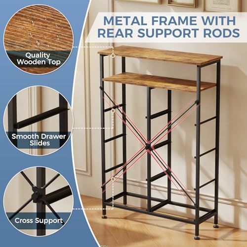 DUMOS Tall 8 Drawer Dresser for Bedroom, Storage Chest of Drawers Cabinet