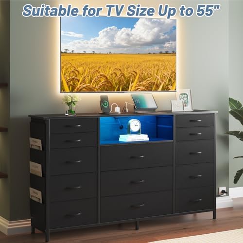 HCHQHS Dresser for Bedroom with 13 Drawers, 47 Inch Fabric Dresser
