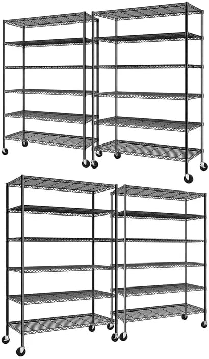 Romorgniz Storage Shelves with Wheels, 6 Tier Wire Shelving Adjustable Metal ...