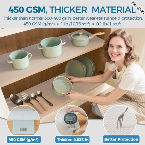Hersvin Shelf Liners, 20in x 20ft Kitchen Drawer Mats, Non-Adhesive EVA Cupbo...