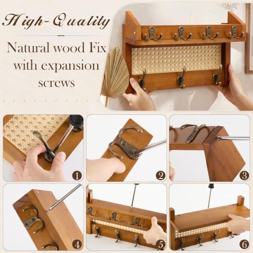 Novabright 29" Coat Rack Wall Mount with Shelf for Entryway, Wooden