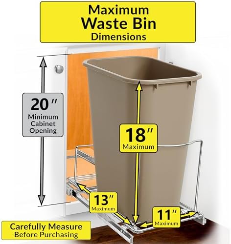 LYNK PROFESSIONAL® Pull-Out Trash Can Drawer – Sliding Organizer for Kitchen ...