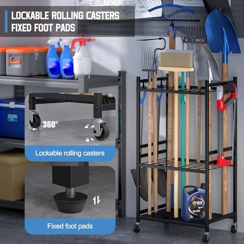 DAOUTIME Garden Organizer With Wheels, Yard Tower Rack for Garage Storage, Up...