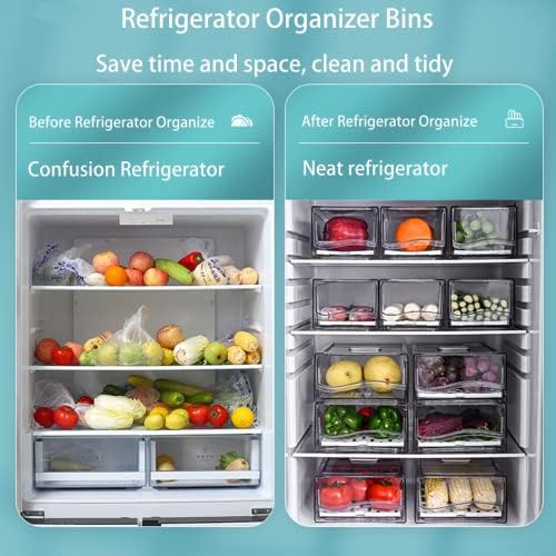Diskary Fridge Organizer, Stackable Refrigerator Organizer Bins, Reusable Foo...