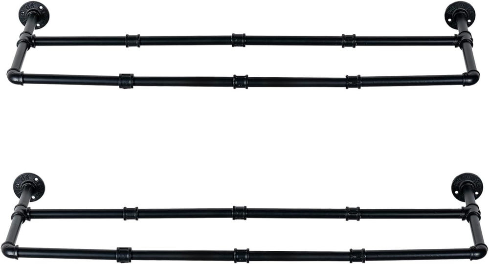 MyGift Matte Black Pipe Shoe Rack Shelves, Wall Mounted Footwear Organizer