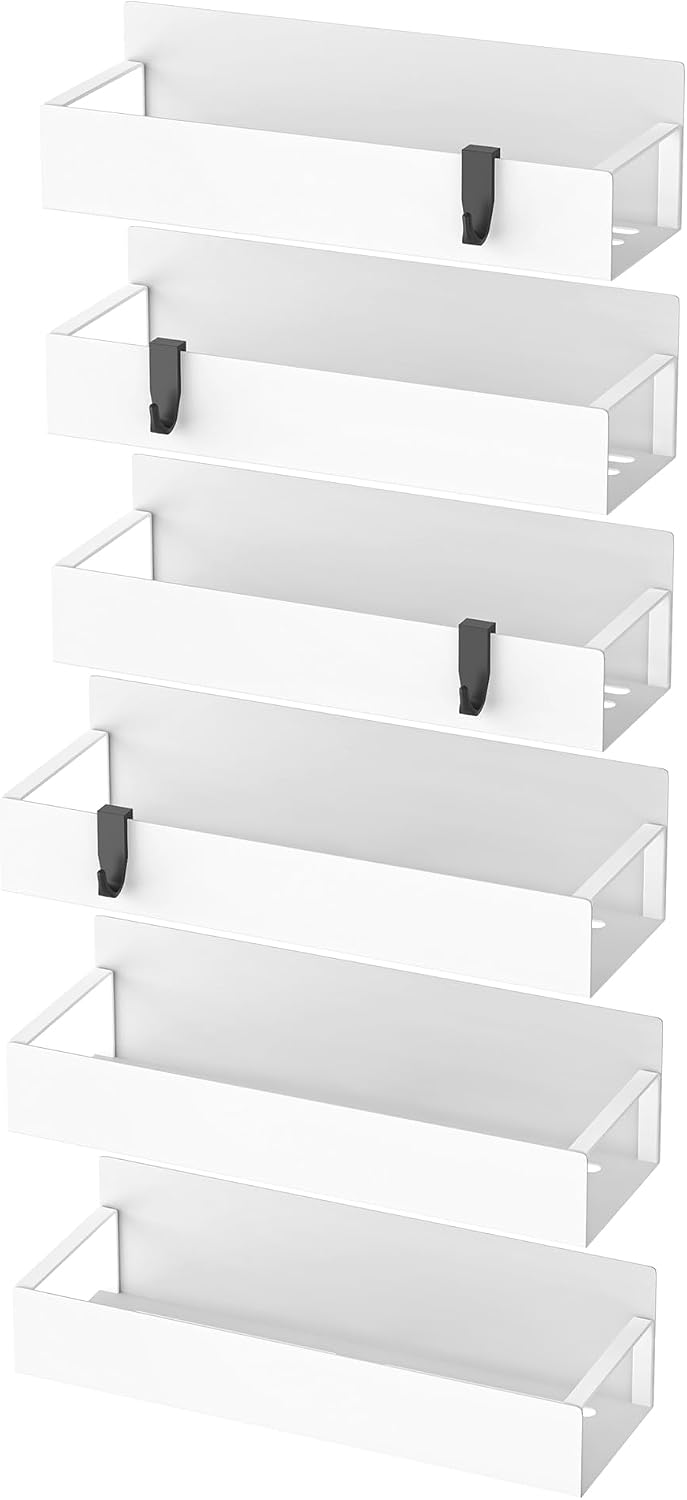 HuggieGems Metal Magnetic Spice Rack for Refrigerator White, 6 Pack