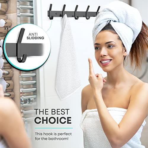 Coat Rack Wall Mount – 24 Inch Stainless Steel Hook Rail with 8 Double Coat H...
