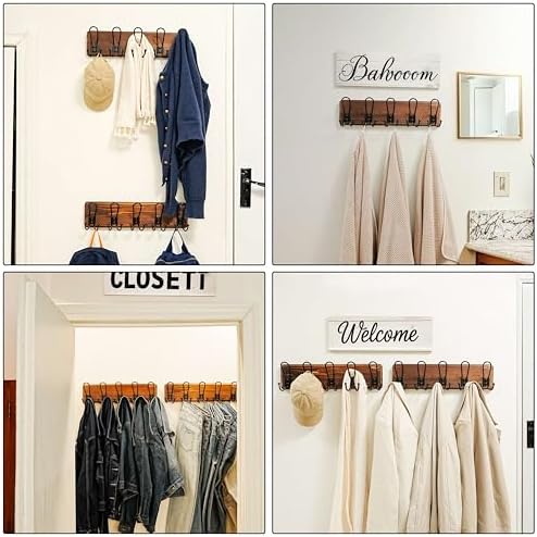 Dseap Coat Rack Wall Mounted - Heavy Duty Farmhouse Rustic Wall Coat Hanger w...