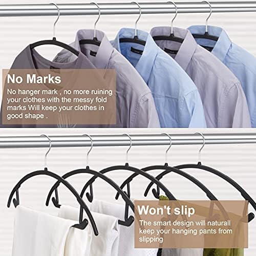 Ergonomic Curved Plastic Hangers 50 Pack No-Bump Black, Heavy Duty