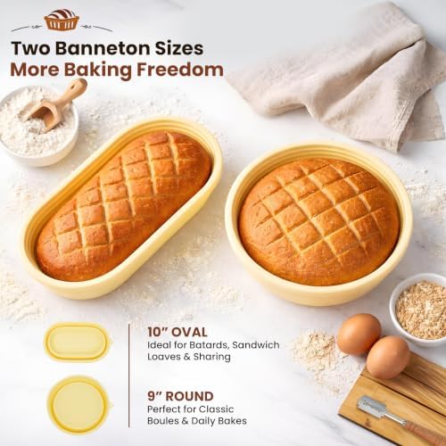 Banneton Bread Proofing Baskets Set Sourdough Starter Kit