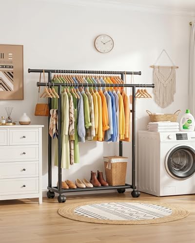 Sakugi Double Rods Clothes Rack - Metal Clothing Rack with Fixed Double Rods,...