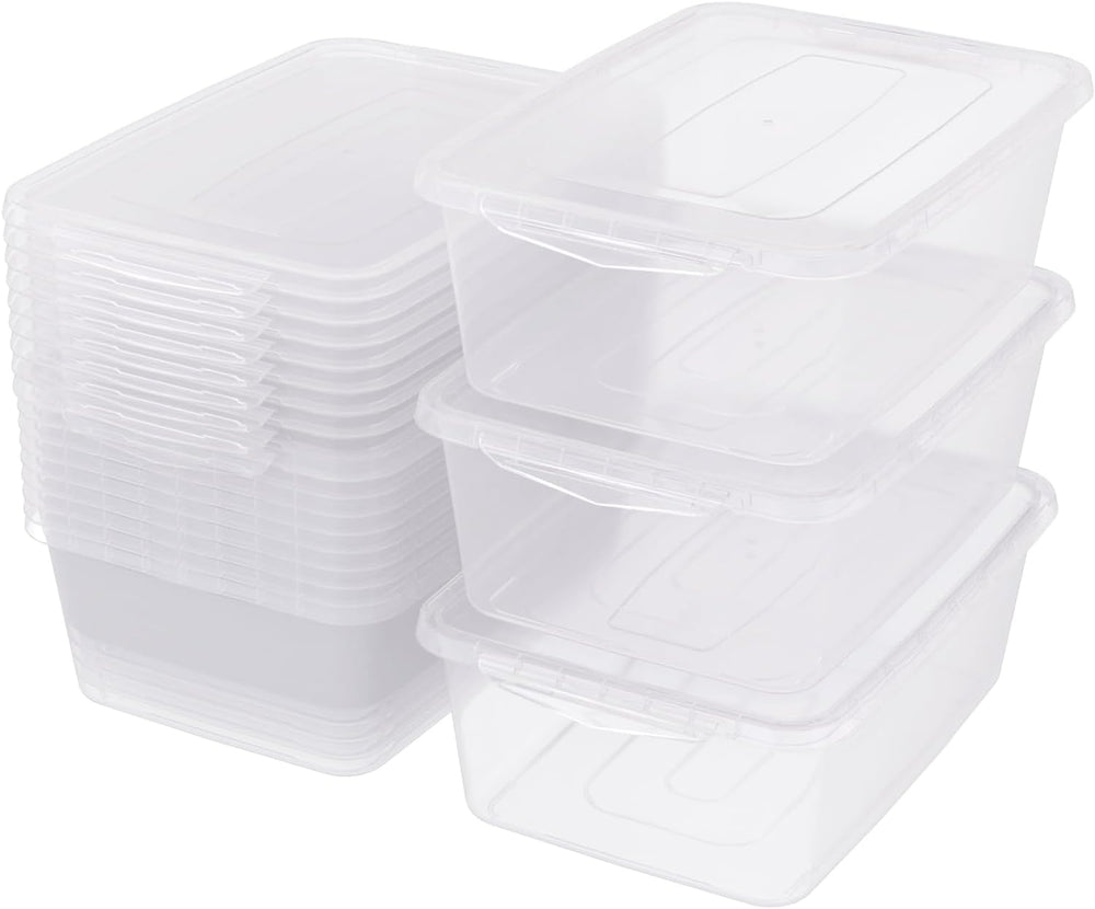 12 Packs Clear Storage Latching Boxes, 16 Quart Plastic Storage Latching Bin ...