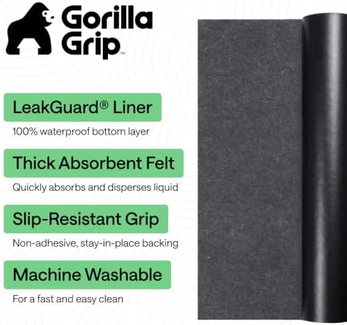 GORILLA GRIP LeakGuard Under Sink Mat for Kitchen Cabinet, 24x60 Charcoal