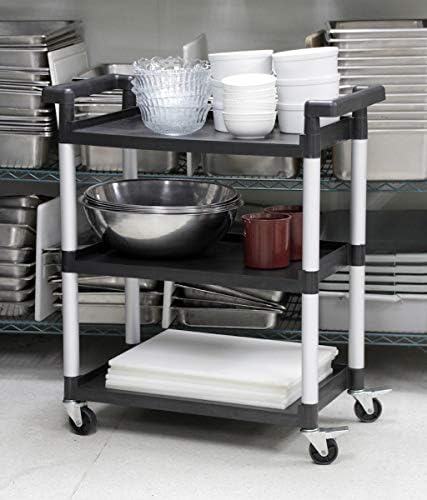 MaxWorks 80774 3-Shelf Utility Plastic Cart with Wheels-225 Lbs Maximum Capac...