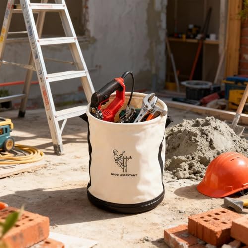 2 Pack 15" x 12" Linemen Canvas Tool Bucket Bag, White
