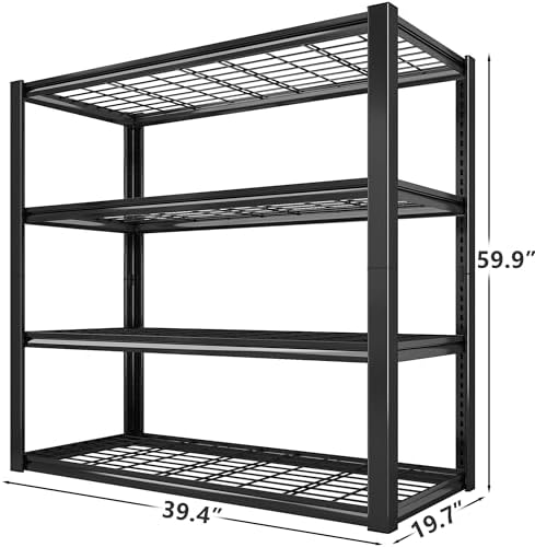 REIBII 40" W Storage Shelves with Wire Mesh Panels for Garage Organization