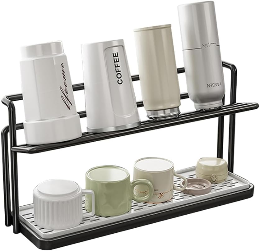 2-Tier Space-Saving Drain Rack with Removable Tray