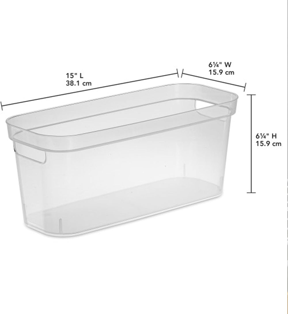 Sterilite 6.25x6.25x15 Inch Narrow Modern Storage Bin w/ Comfortable Carry Th...