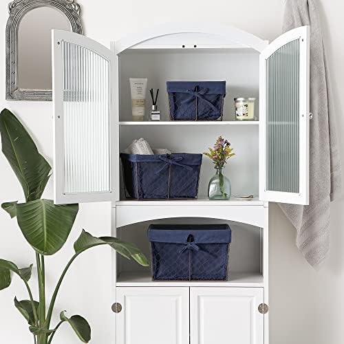 DII Farmhouse Chicken Wire Storage Baskets with Liner, Set of 3, French Blue,...