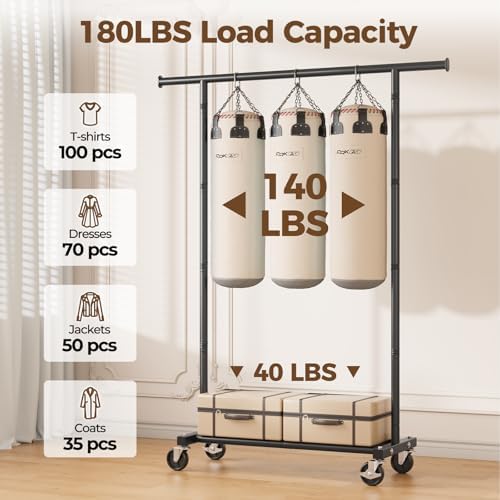 HYSEYY Clothes Rack, Clothing Rack for Hanging Clothes, Rolling Garment Rack ...