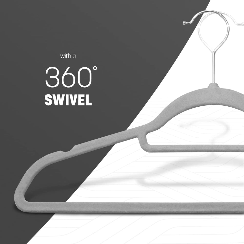 KEPLIN Grey Velvet Hangers 50 Pack - 18 inch, Thin Non Slip Hangers with Tie ...
