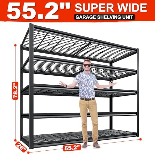REIBII 55.2'' W x 78.2'' H x 26'' D, 5-Tier Metal Gar...