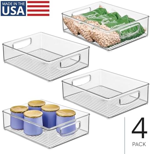 iDesign Plastic Stackable Pantry Bin, Set of 4, Clear