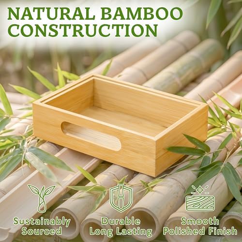 HOMESTEAD 3-Piece Stackable Bamboo Storage Box, Large Storage Bin, Wooden Box...