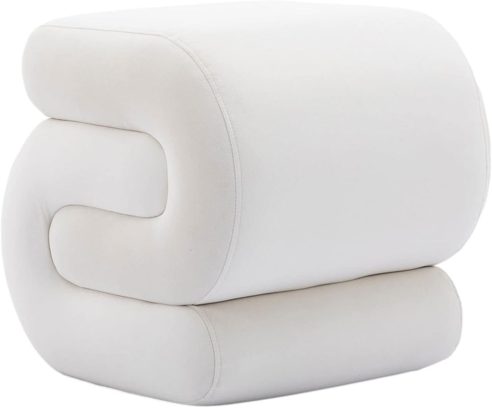 KIVENJAJA Velvet Vanity Stool, Modern S-Shaped Pouf Ottoman Footrest Makeup C...