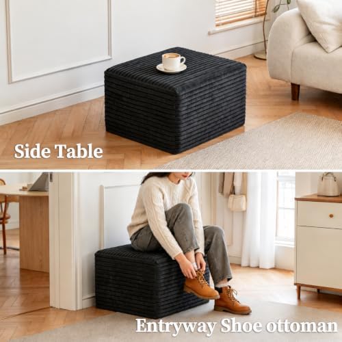25.6" Corduroy Ottoman Foot Rest,Plush Memory Foam Couch Ottomans,Bonele...