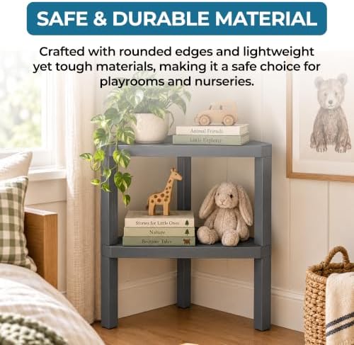 Honey-Can-Do Grey 2-Tier Corner Shelf
