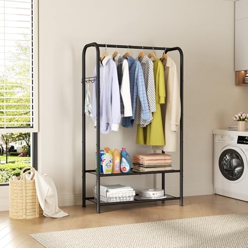 SINGAYE Wardrobe Standing Closet Clothing Rack With Shelf Hanging Clothes