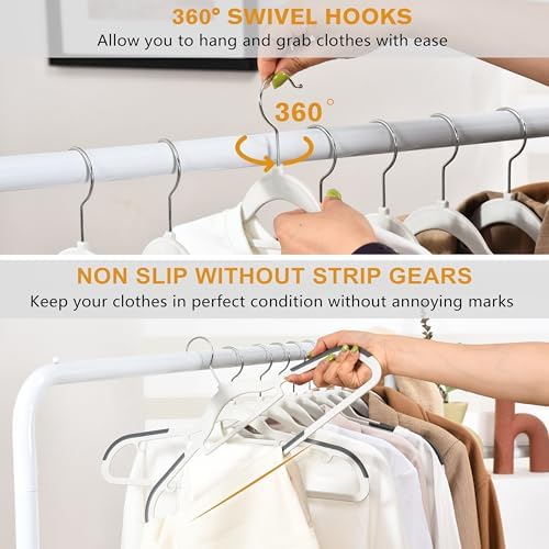 Plastic Hangers 50 Pack, Non Slip Slim Clothes Hangers