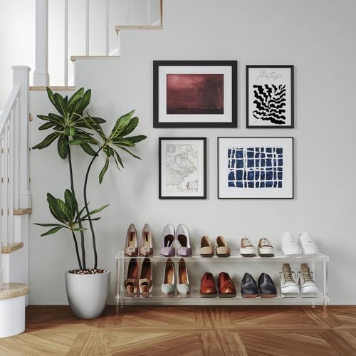 Aquiver Acrylic Long Shoe Rack - 2 Tier Shoe Organizer for Closet- Wide Shoe ...
