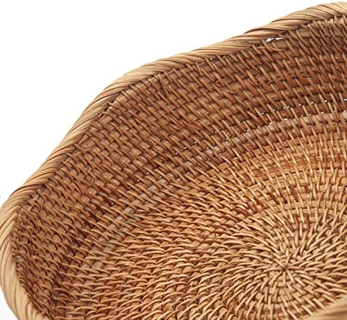 Rattan Bread Baskets Round Woven Fruit Bowls Key Holders Stackable for Storag...