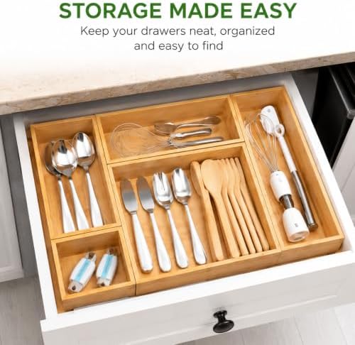 LEIMO KPARTS 8 Pcs Bamboo drawer Organizer Storage Box, Bin Set - Multi-Use b...
